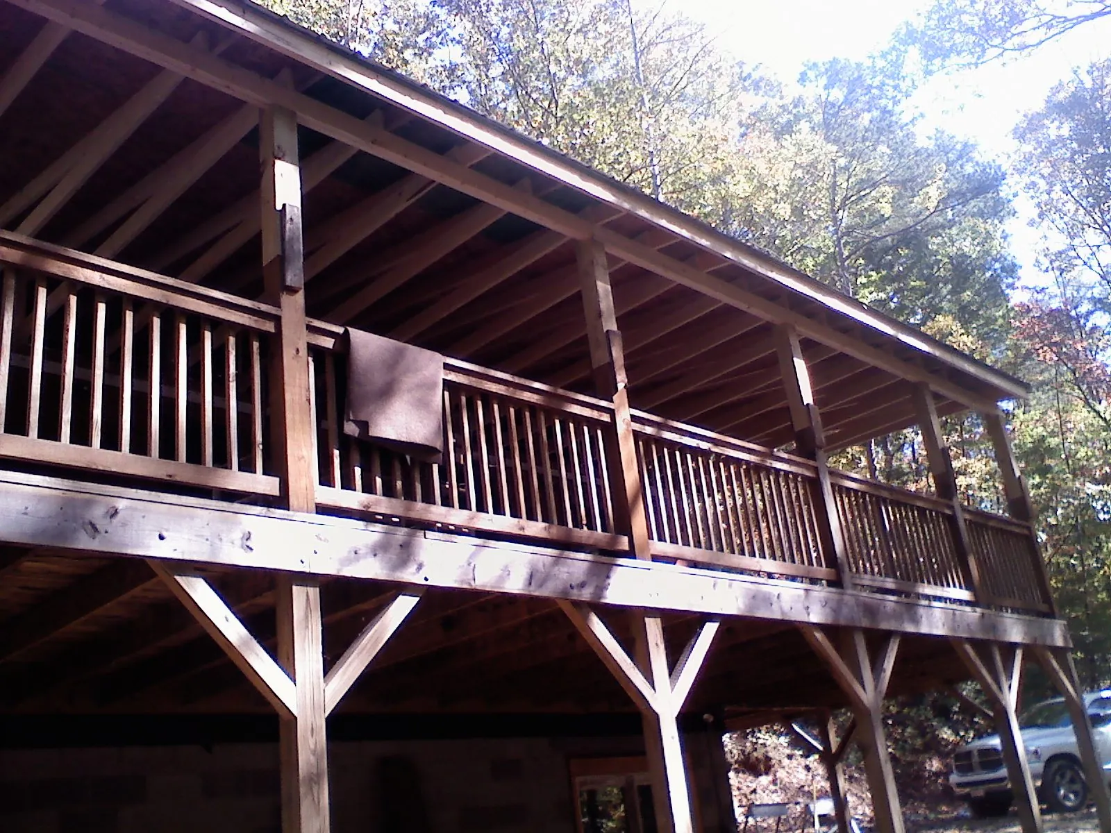 Timber framing under a new elevated porch and deck — Roof Leak Repair in Glasgow by Roofing Brothers